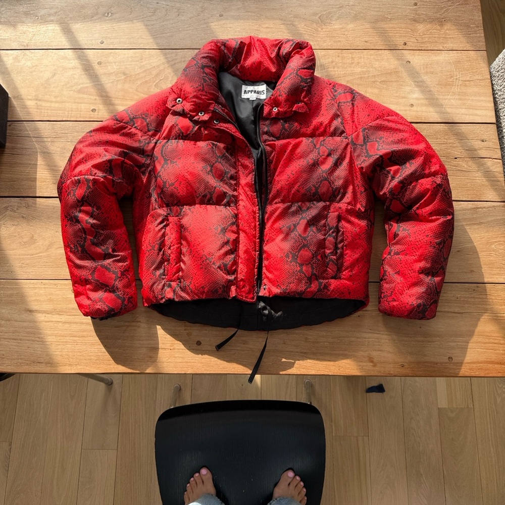 Apparis Jamie size medium Red Python Puffer Jacket - image 4